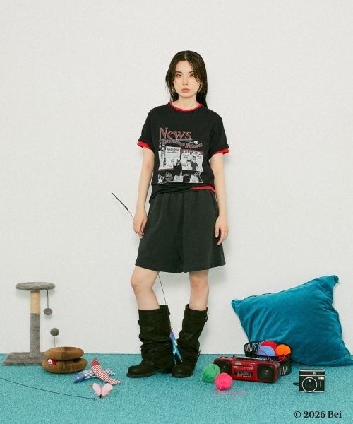 JEANASIS(ジーナシス)の「【Bei×JEANASIS】News Print TEE/1068920(Tシャツ/カットソー・レディース・ブラック/ホワイト・FREE)」の8枚目の写真