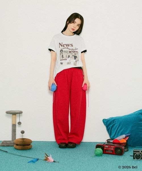 JEANASIS(ジーナシス)の「【Bei×JEANASIS】News Print TEE/1068920(Tシャツ/カットソー・レディース・ブラック/ホワイト・FREE)」の3枚目の写真