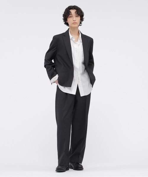 MARGARET HOWELL(マーガレットハウエル)の「MUTED WOOL CHECK(テーラードジャケット・レディース・チャコール・1)」の2枚目の写真