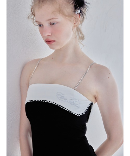 etre loin（エトルワン）の「Rhinestone mini dress / ラインストーンミニワンピース（ワンピース・レディース・チェック/ブラック/グレー・M）」の2枚目の写真