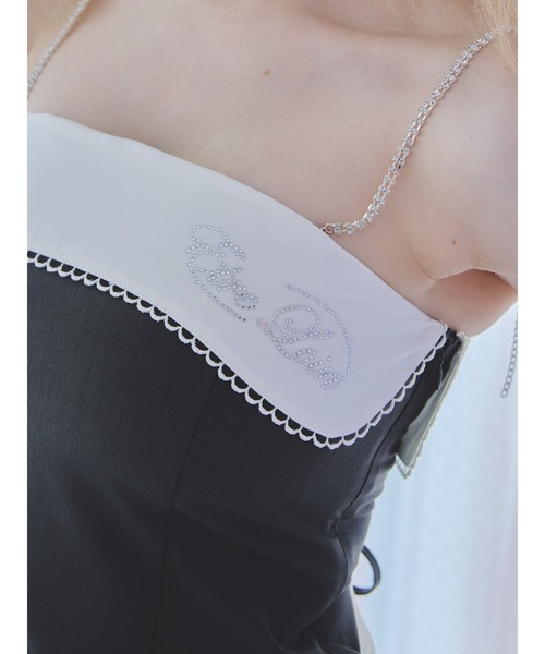 etre loin（エトルワン）の「Rhinestone mini dress / ラインストーンミニワンピース（ワンピース・レディース・チェック/ブラック/グレー・M）」の6枚目の写真