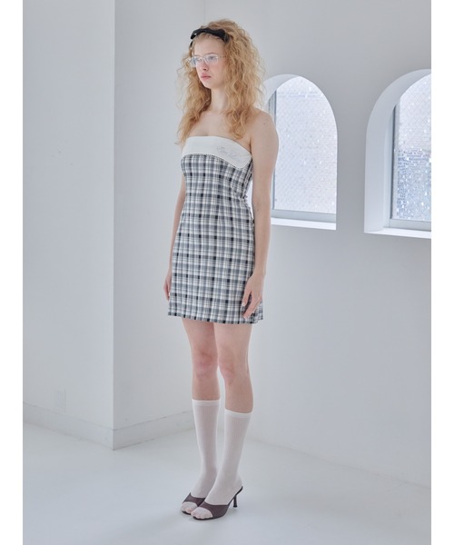 etre loin（エトルワン）の「Rhinestone mini dress / ラインストーンミニワンピース（ワンピース・レディース・チェック/ブラック/グレー・M）」の16枚目の写真