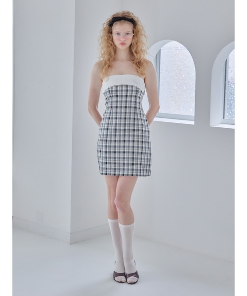etre loin（エトルワン）の「Rhinestone mini dress / ラインストーンミニワンピース（ワンピース・レディース・チェック/ブラック/グレー・M）」の11枚目の写真