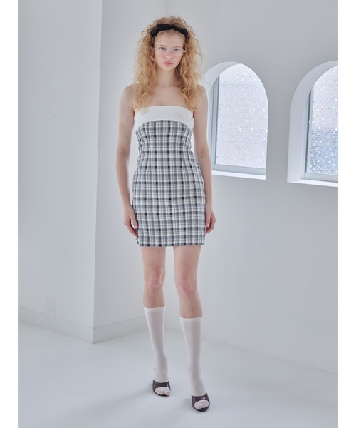 etre loin（エトルワン）の「Rhinestone mini dress / ラインストーンミニワンピース（ワンピース・レディース・チェック/ブラック/グレー・M）」の12枚目の写真