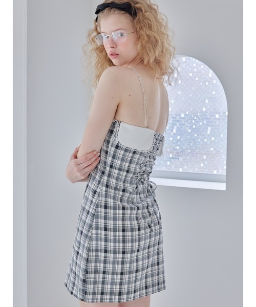 etre loin（エトルワン）の「Rhinestone mini dress / ラインストーンミニワンピース（ワンピース・レディース・チェック/ブラック/グレー・M）」の10枚目の写真