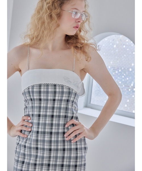 etre loin（エトルワン）の「Rhinestone mini dress / ラインストーンミニワンピース（ワンピース・レディース・チェック/ブラック/グレー・M）」の14枚目の写真
