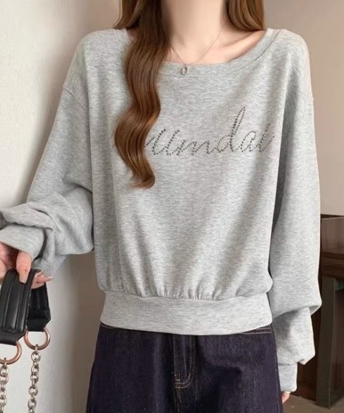 AVYL(アヴィル)の「ラインストーンロゴ オフショルスウェット(スウェット・レディース・グレー・M)」の11枚目の写真