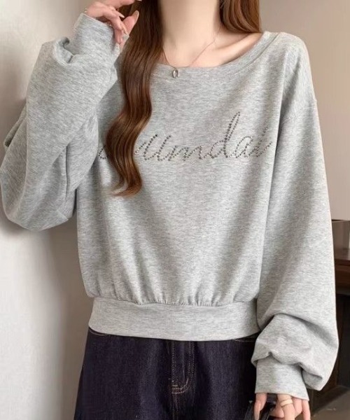 AVYL(アヴィル)の「ラインストーンロゴ オフショルスウェット(スウェット・レディース・グレー・M)」の12枚目の写真