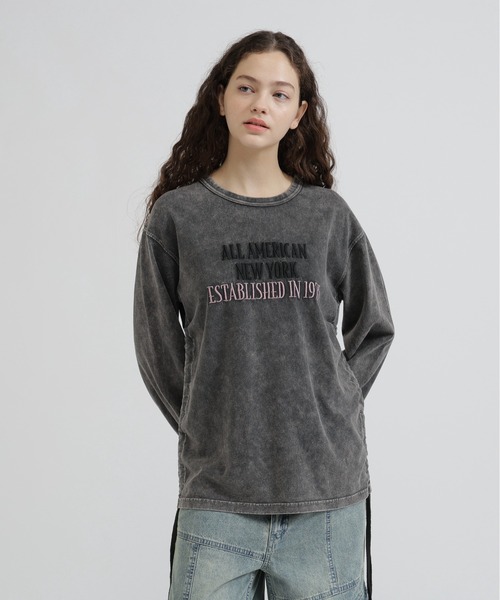 AVIREX（アヴィレックス）の「FADE SIDE DRAWST T-SHIRT（Tシャツ/カットソー・レディース・ピンク/オフホワイト/チャコールグレー・F）」の4枚目の写真