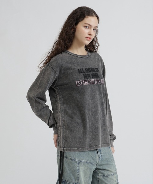 AVIREX（アヴィレックス）の「FADE SIDE DRAWST T-SHIRT（Tシャツ/カットソー・レディース・ピンク/オフホワイト/チャコールグレー・F）」の6枚目の写真