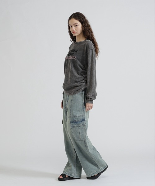 AVIREX（アヴィレックス）の「FADE SIDE DRAWST T-SHIRT（Tシャツ/カットソー・レディース・ピンク/オフホワイト/チャコールグレー・F）」の7枚目の写真