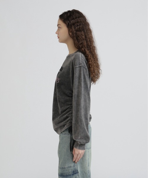 AVIREX（アヴィレックス）の「FADE SIDE DRAWST T-SHIRT（Tシャツ/カットソー・レディース・ピンク/オフホワイト/チャコールグレー・F）」の9枚目の写真