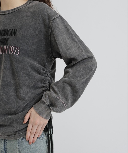 AVIREX（アヴィレックス）の「FADE SIDE DRAWST T-SHIRT（Tシャツ/カットソー・レディース・ピンク/オフホワイト/チャコールグレー・F）」の11枚目の写真