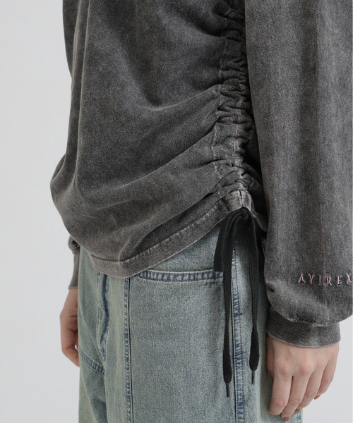 AVIREX（アヴィレックス）の「FADE SIDE DRAWST T-SHIRT（Tシャツ/カットソー・レディース・ピンク/オフホワイト/チャコールグレー・F）」の13枚目の写真