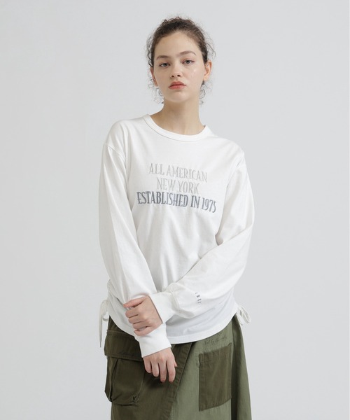 AVIREX（アヴィレックス）の「FADE SIDE DRAWST T-SHIRT（Tシャツ/カットソー・レディース・ピンク/オフホワイト/チャコールグレー・F）」の15枚目の写真