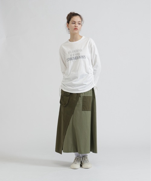 AVIREX（アヴィレックス）の「FADE SIDE DRAWST T-SHIRT（Tシャツ/カットソー・レディース・ピンク/オフホワイト/チャコールグレー・F）」の18枚目の写真