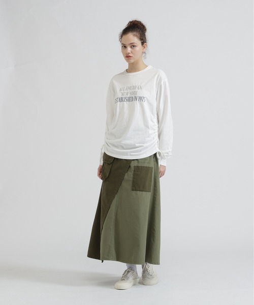 AVIREX（アヴィレックス）の「FADE SIDE DRAWST T-SHIRT（Tシャツ/カットソー・レディース・ピンク/オフホワイト/チャコールグレー・F）」の19枚目の写真