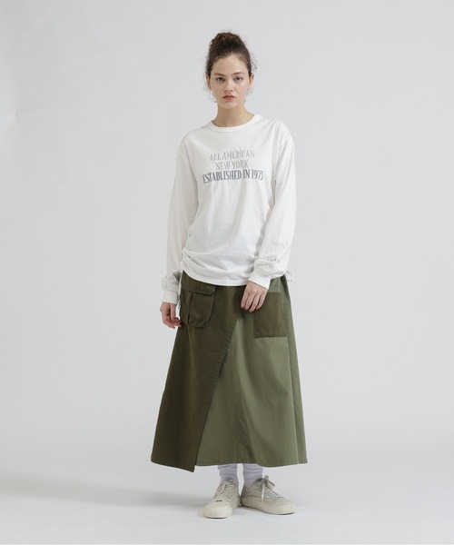AVIREX（アヴィレックス）の「FADE SIDE DRAWST T-SHIRT（Tシャツ/カットソー・レディース・ピンク/オフホワイト/チャコールグレー・F）」の20枚目の写真