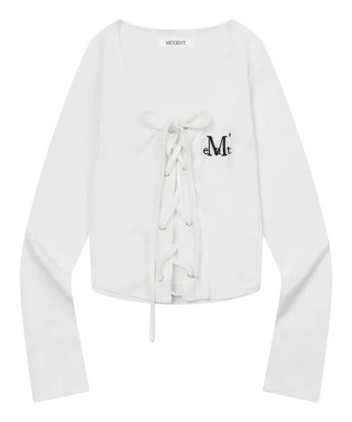 MUCENT(ムセント)の「MUCENT/マリングレースアップトップス(Tシャツ/カットソー・レディース・ブラック/ホワイト/グレー・FREE)」の4枚目の写真