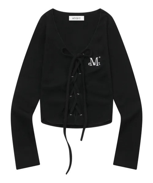 MUCENT(ムセント)の「MUCENT/マリングレースアップトップス(Tシャツ/カットソー・レディース・ブラック/ホワイト/グレー・FREE)」の12枚目の写真