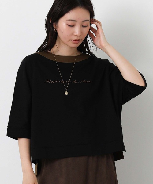 Gready Brilliant(グレディブリリアン)の「配色刺しゅうロゴドルマン(Tシャツ/カットソー・レディース・キャメル/ブラック・38)」の2枚目の写真