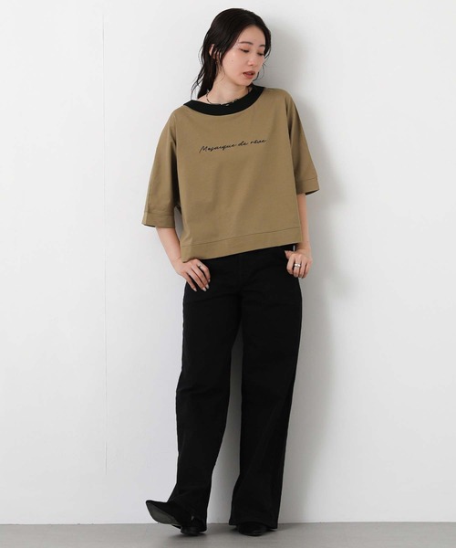 Gready Brilliant(グレディブリリアン)の「配色刺しゅうロゴドルマン(Tシャツ/カットソー・レディース・キャメル/ブラック・38)」の6枚目の写真