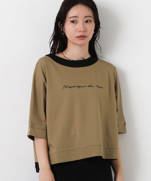 Gready Brilliant(グレディブリリアン)の「配色刺しゅうロゴドルマン(Tシャツ/カットソー・レディース・キャメル/ブラック・38)」の7枚目の写真
