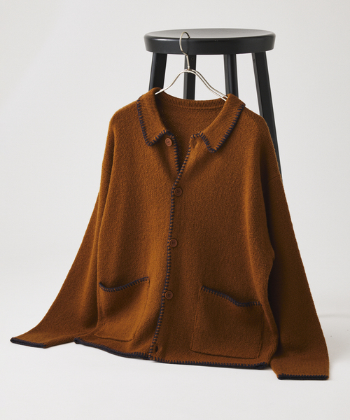 JOURNAL STANDARD(ジャーナルスタンダード)の「ブランケット ステッチ シャツ カーディガン(カーディガン/ボレロ・メンズ・ブラック/パープル/グレー/キャメル・MEDIUM/LARGE)」の4枚目の写真