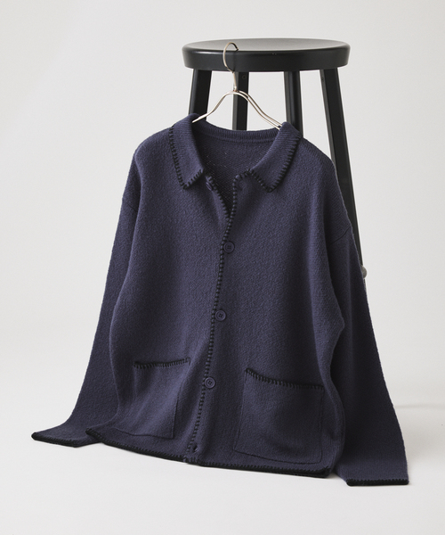 JOURNAL STANDARD(ジャーナルスタンダード)の「ブランケット ステッチ シャツ カーディガン(カーディガン/ボレロ・メンズ・ブラック/パープル/グレー/キャメル・MEDIUM/LARGE)」の2枚目の写真