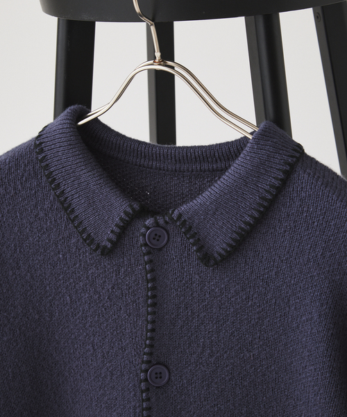 JOURNAL STANDARD(ジャーナルスタンダード)の「ブランケット ステッチ シャツ カーディガン(カーディガン/ボレロ・メンズ・ブラック/パープル/グレー/キャメル・MEDIUM/LARGE)」の7枚目の写真