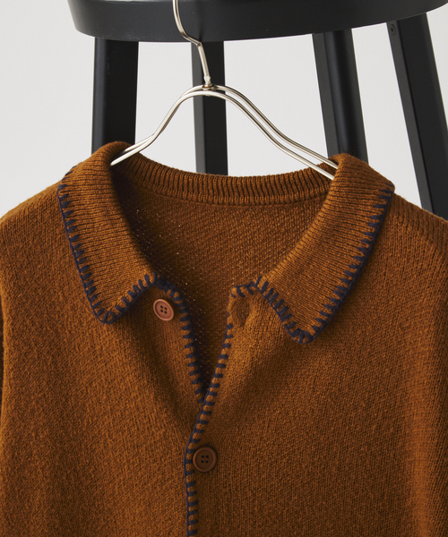 JOURNAL STANDARD(ジャーナルスタンダード)の「ブランケット ステッチ シャツ カーディガン(カーディガン/ボレロ・メンズ・ブラック/パープル/グレー/キャメル・MEDIUM/LARGE)」の9枚目の写真