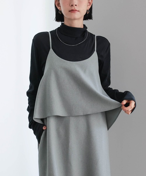 for/c（フォーシー）の「フェイクレイヤードキャミワンピース【サスティナブル】（ワンピース・レディース・チャコール/ライトグレー・L/M）」の11枚目の写真