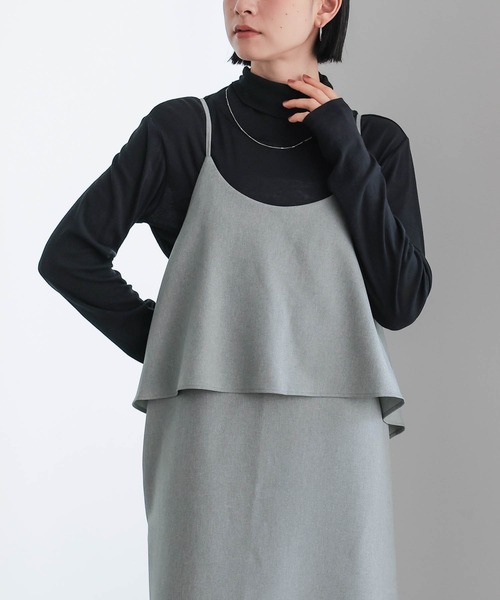 for/c（フォーシー）の「フェイクレイヤードキャミワンピース【サスティナブル】（ワンピース・レディース・チャコール/ライトグレー・L/M）」の12枚目の写真