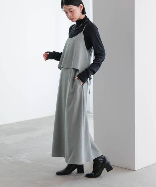 for/c（フォーシー）の「フェイクレイヤードキャミワンピース【サスティナブル】（ワンピース・レディース・チャコール/ライトグレー・L/M）」の8枚目の写真