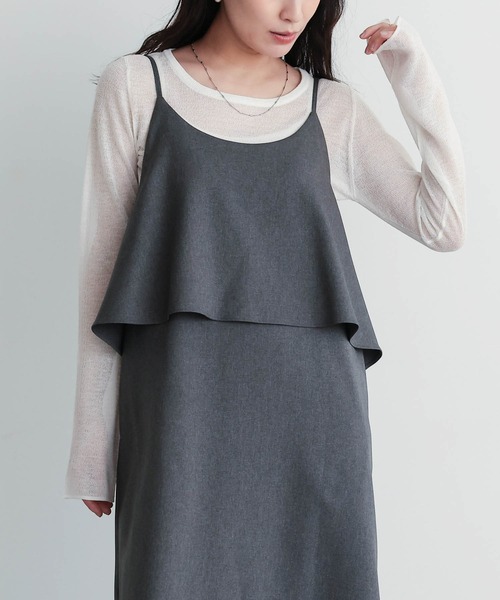 for/c（フォーシー）の「フェイクレイヤードキャミワンピース【サスティナブル】（ワンピース・レディース・チャコール/ライトグレー・L/M）」の22枚目の写真