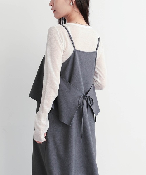 for/c（フォーシー）の「フェイクレイヤードキャミワンピース【サスティナブル】（ワンピース・レディース・チャコール/ライトグレー・L/M）」の14枚目の写真