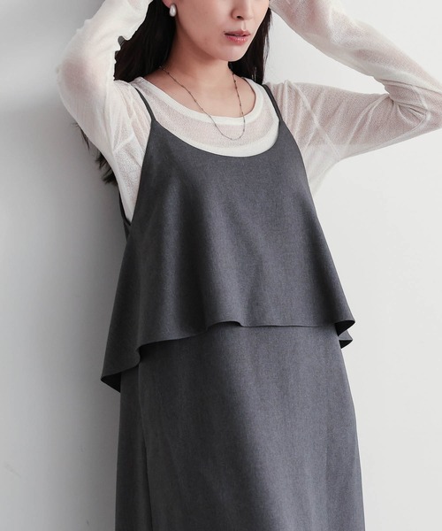 for/c（フォーシー）の「フェイクレイヤードキャミワンピース【サスティナブル】（ワンピース・レディース・チャコール/ライトグレー・L/M）」の15枚目の写真