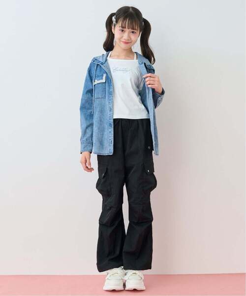 mezzo piano Junior(メゾピアノジュニア)の「フードシャツ×ラインストーンロゴ長袖Tシャツセット(シャツ/ブラウス・キッズ・アイボリー/ブルー・L:160cm/M:150cm/S:140cm)」の8枚目の写真