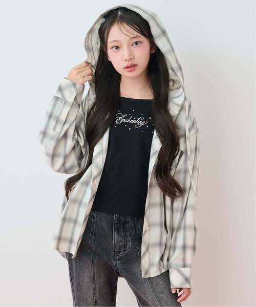 mezzo piano Junior(メゾピアノジュニア)の「フードシャツ×ラインストーンロゴ長袖Tシャツセット(シャツ/ブラウス・キッズ・アイボリー/ブルー・L:160cm/M:150cm/S:140cm)」の10枚目の写真