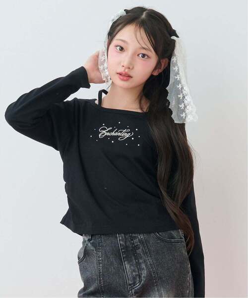 mezzo piano Junior(メゾピアノジュニア)の「フードシャツ×ラインストーンロゴ長袖Tシャツセット(シャツ/ブラウス・キッズ・アイボリー/ブルー・L:160cm/M:150cm/S:140cm)」の11枚目の写真