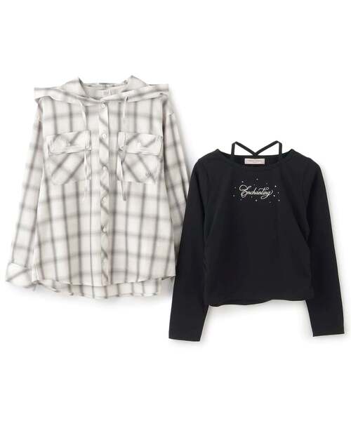 mezzo piano Junior(メゾピアノジュニア)の「フードシャツ×ラインストーンロゴ長袖Tシャツセット(シャツ/ブラウス・キッズ・アイボリー/ブルー・L:160cm/M:150cm/S:140cm)」の17枚目の写真