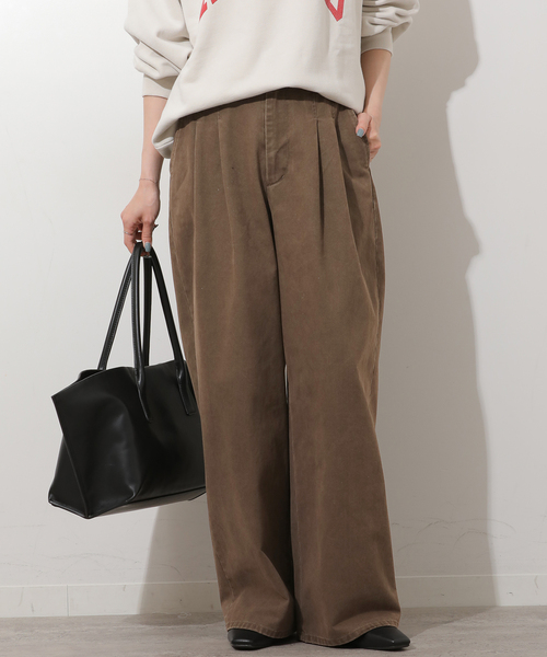 JOURNAL STANDARD relume(ジャーナルスタンダード レリューム)の「コットンバイオウォッシュ2タックパンツ(その他パンツ・レディース・ベージュ/ブラウン・38/36)」の1枚目の写真