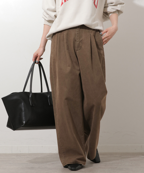 JOURNAL STANDARD relume(ジャーナルスタンダード レリューム)の「コットンバイオウォッシュ2タックパンツ(その他パンツ・レディース・ベージュ/ブラウン・38/36)」の6枚目の写真