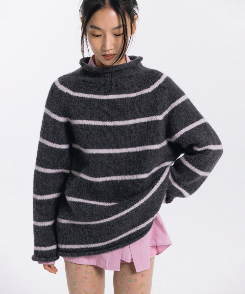haag(ヘイグ)の「pin winter sweater (charcoal pink)(ニット/セーター・レディース・その他・FREE)」の1枚目の写真