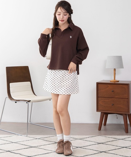 U.S. POLO ASSN.（ユーエスポロアッスン）の「WEGO/【26年秋冬新作】U.S.POLO ASSN.キーネックスウェット（スウェット・レディース・アイボリー/ブラウン/ネイビー・LARGE/MEDIUM）」の5枚目の写真