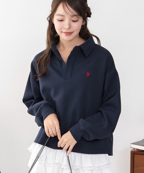 U.S. POLO ASSN.（ユーエスポロアッスン）の「WEGO/【26年秋冬新作】U.S.POLO ASSN.キーネックスウェット（スウェット・レディース・アイボリー/ブラウン/ネイビー・LARGE/MEDIUM）」の8枚目の写真