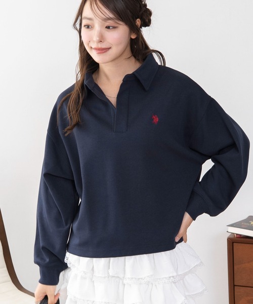 U.S. POLO ASSN.（ユーエスポロアッスン）の「WEGO/【26年秋冬新作】U.S.POLO ASSN.キーネックスウェット（スウェット・レディース・アイボリー/ブラウン/ネイビー・LARGE/MEDIUM）」の10枚目の写真