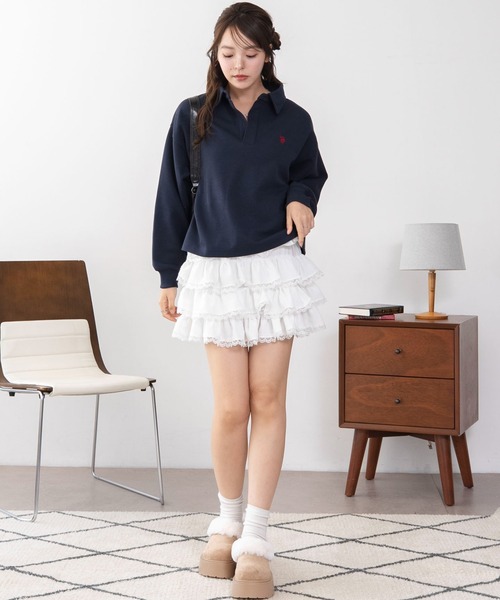 U.S. POLO ASSN.（ユーエスポロアッスン）の「WEGO/【26年秋冬新作】U.S.POLO ASSN.キーネックスウェット（スウェット・レディース・アイボリー/ブラウン/ネイビー・LARGE/MEDIUM）」の11枚目の写真