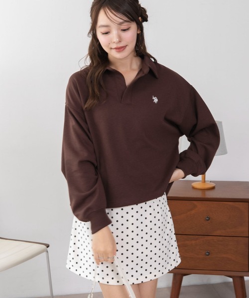 U.S. POLO ASSN.（ユーエスポロアッスン）の「WEGO/【26年秋冬新作】U.S.POLO ASSN.キーネックスウェット（スウェット・レディース・アイボリー/ブラウン/ネイビー・LARGE/MEDIUM）」の12枚目の写真