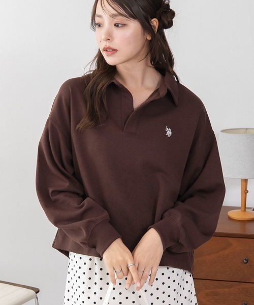 U.S. POLO ASSN.（ユーエスポロアッスン）の「WEGO/【26年秋冬新作】U.S.POLO ASSN.キーネックスウェット（スウェット・レディース・アイボリー/ブラウン/ネイビー・LARGE/MEDIUM）」の13枚目の写真